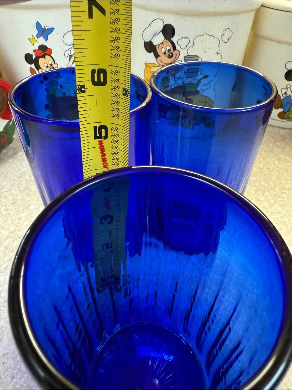 Vintage Cobalt Blue Glass Tumblers Set of 3 Juice cups 5’ Signed Magic Sands 83?